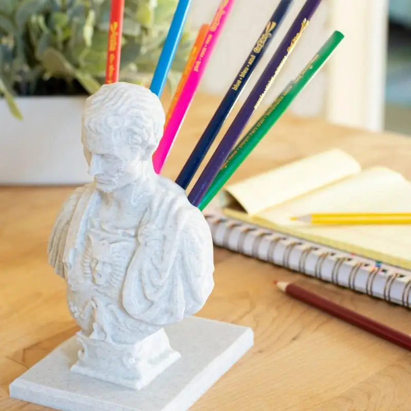 Julius Caesar Bust Pencil Holder Resin Ides Of March Desk Pen Holder Creative Marker Holder For Desktop Table Desk Ornament - Image 3
