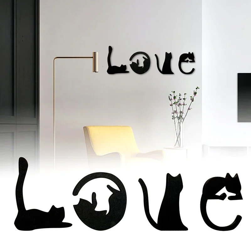Black Cat Wall Decor, Love Themed Cat Wall Art For Living Room, Bedroom, Kitchen, Wooden Cat Home Decorations For Cat Lovers - Image 3