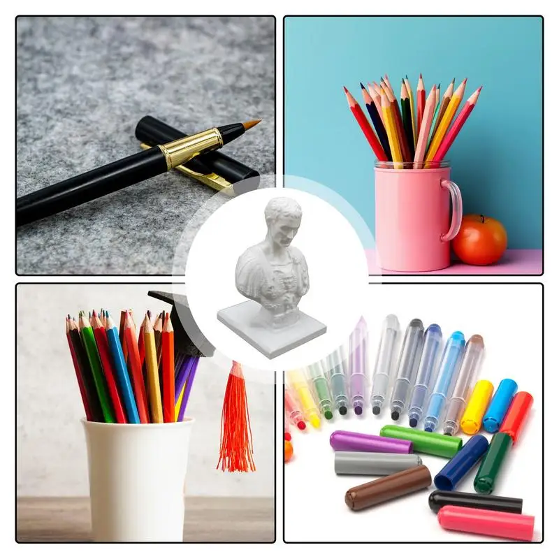 Julius Caesar Bust Pencil Holder Resin Ides Of March Desk Pen Holder Creative Marker Holder For Desktop Table Desk Ornament - Image 4