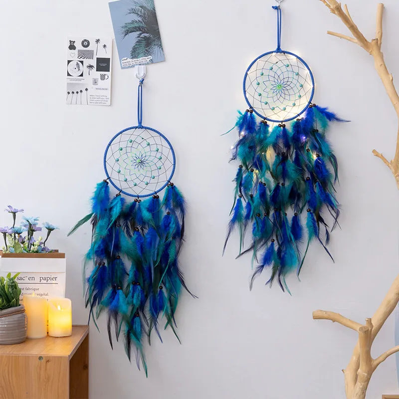 Blue Dream Catcher Hanging Home Decor Feahter Dreamcatcher Catchers Aesthetic Living Girl Room Bedroom Decoration Nordic Style