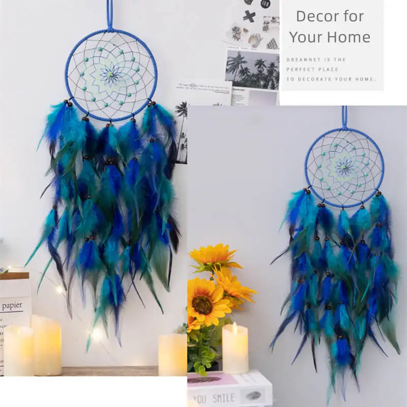 Blue Dream Catcher Hanging Home Decor Feahter Dreamcatcher Catchers Aesthetic Living Girl Room Bedroom Decoration Nordic Style - Image 6