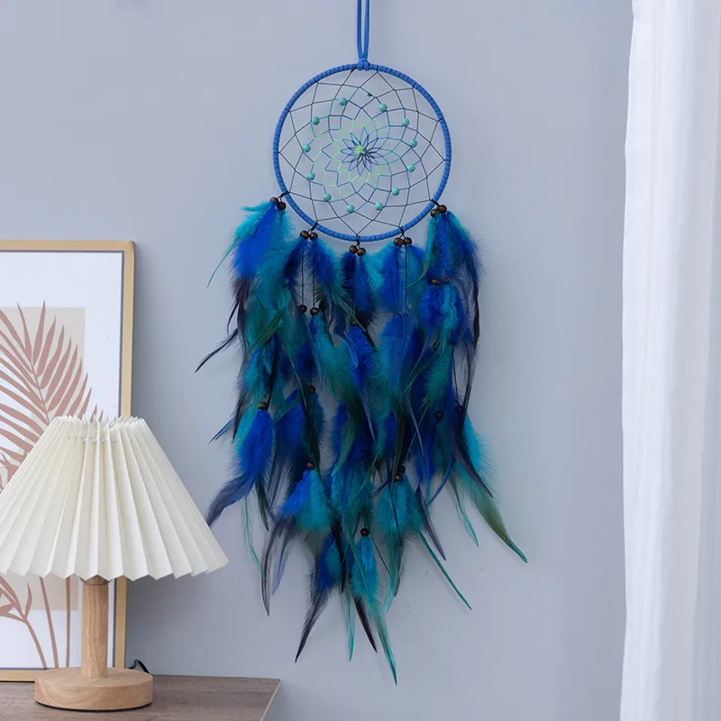 Blue Dream Catcher Hanging Home Decor Feahter Dreamcatcher Catchers Aesthetic Living Girl Room Bedroom Decoration Nordic Style - Image 3