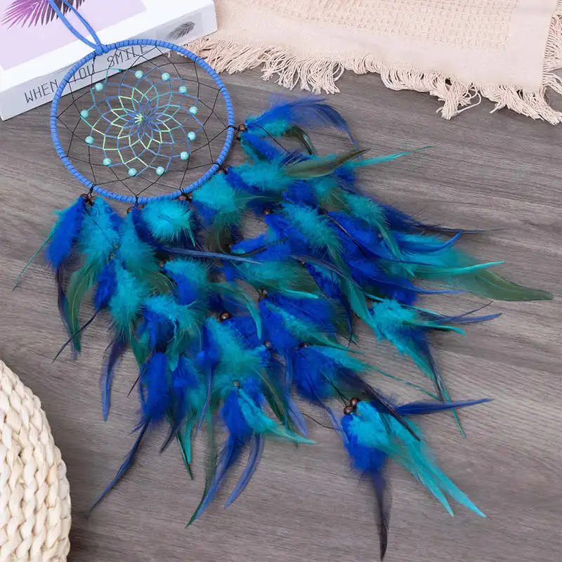 Blue Dream Catcher Hanging Home Decor Feahter Dreamcatcher Catchers Aesthetic Living Girl Room Bedroom Decoration Nordic Style - Image 5