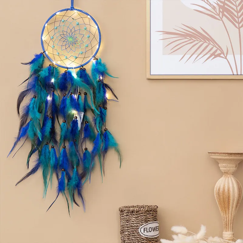 Blue Dream Catcher Hanging Home Decor Feahter Dreamcatcher Catchers Aesthetic Living Girl Room Bedroom Decoration Nordic Style - Image 2
