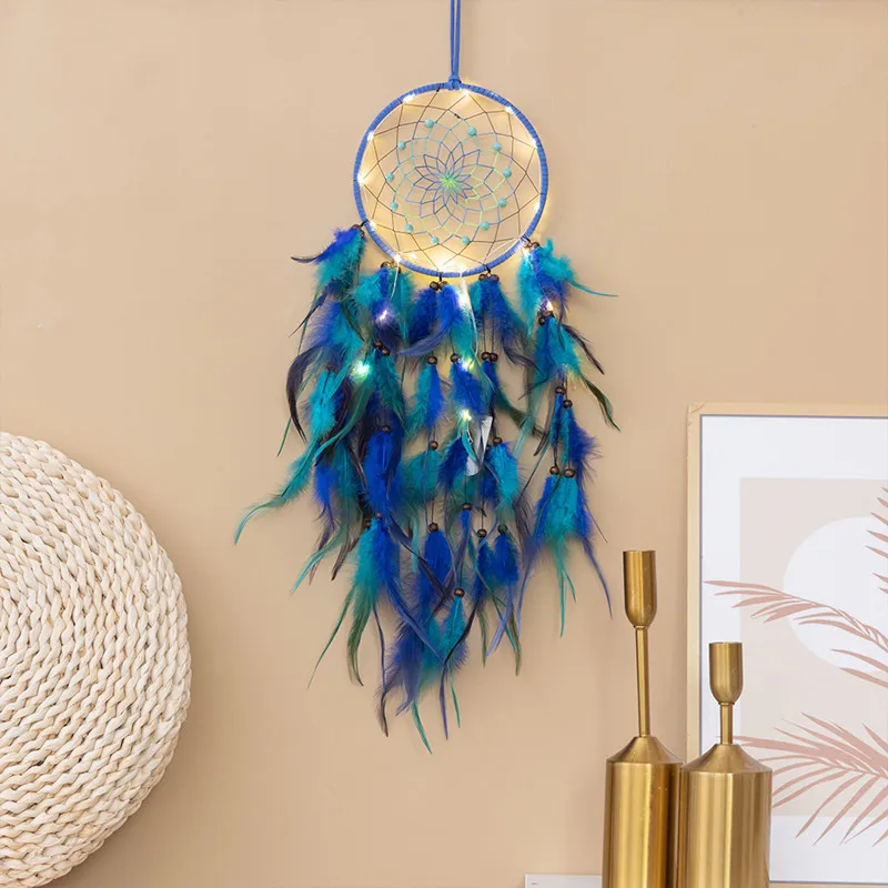 Blue Dream Catcher Hanging Home Decor Feahter Dreamcatcher Catchers Aesthetic Living Girl Room Bedroom Decoration Nordic Style - Image 8