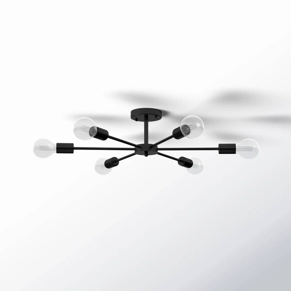 Mid-Century Modern 6-Light Ceiling Light in Black - Image 3