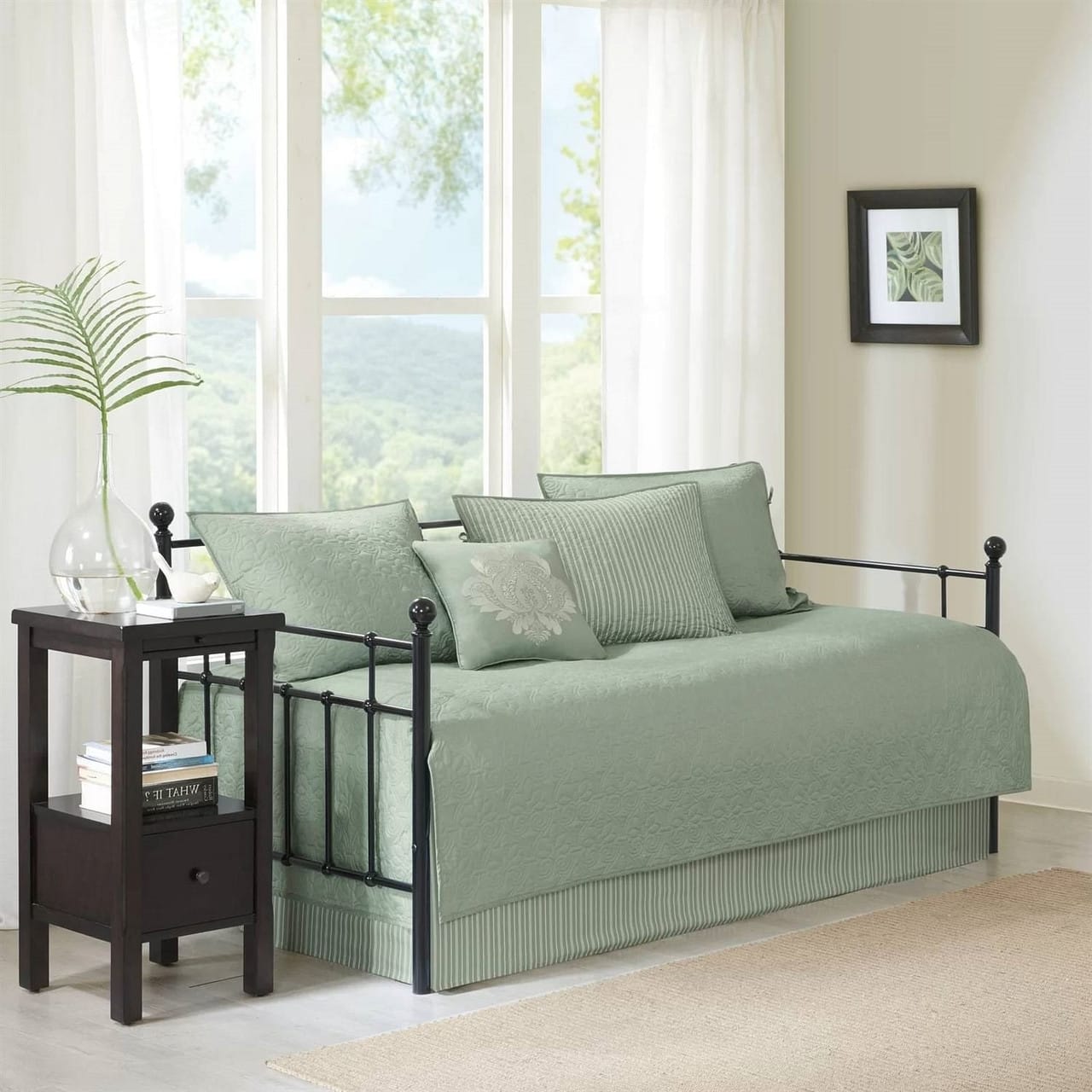 6-Piece Country Cottage Quilted Green Cover Set - Image 3